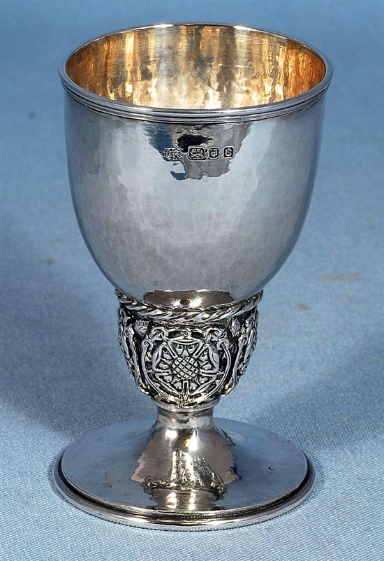 A 1930s Arts & Crafts silver goblet, by Omar Ramsden, Height 120mm, weight 6.2oz/193grms